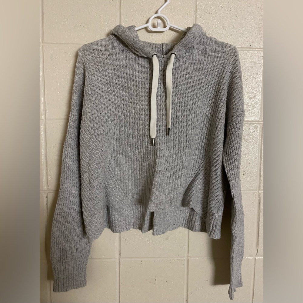 American Eagle Cropped Sweater with Hood